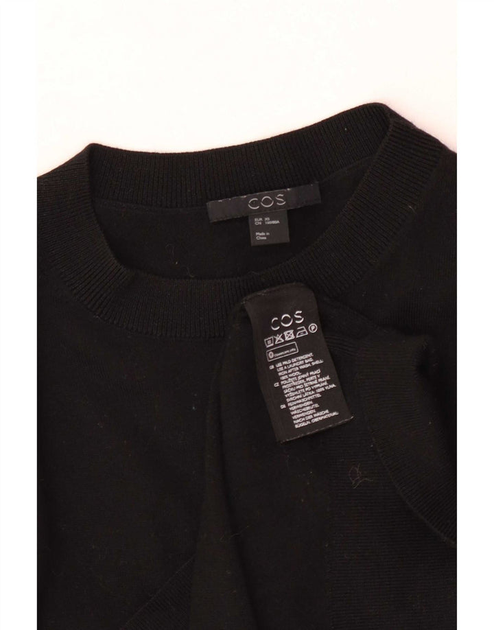 Cos Womens Crew Neck Jumper Sweater UK 6 XS Black Wool