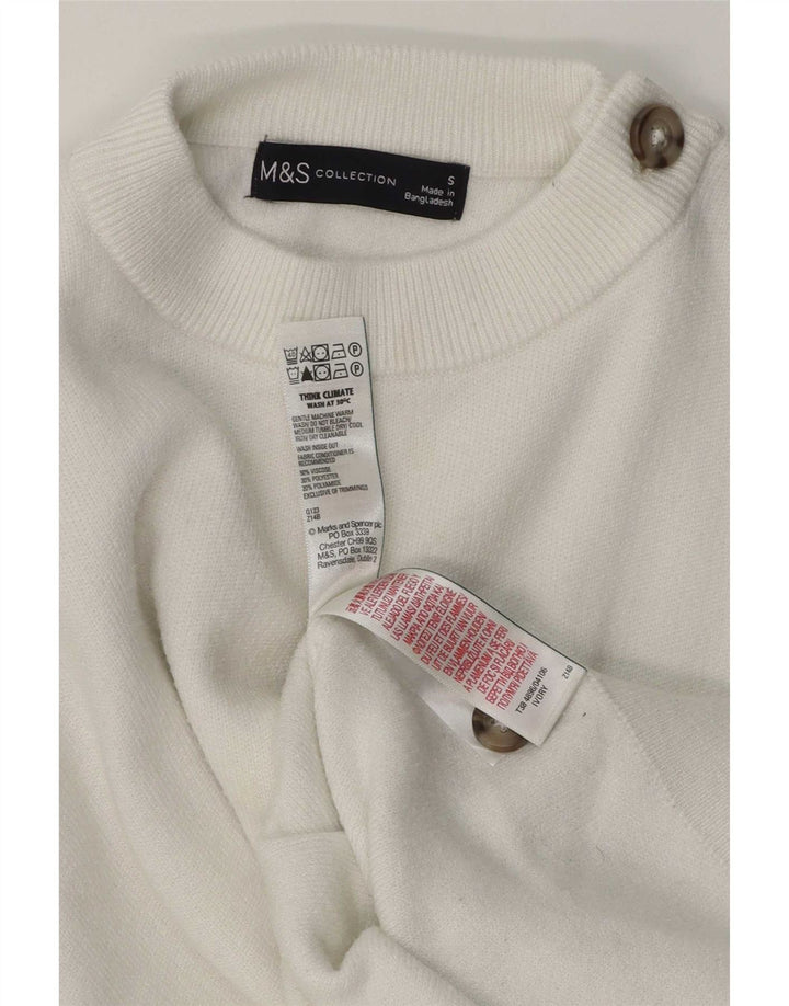 Marks & Spencer Womens Crew Neck Jumper Sweater UK 10 Small White Viscose