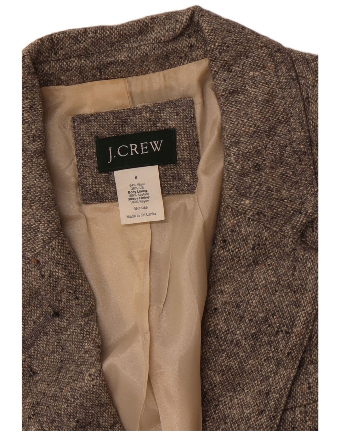 J. CREW Womens 2 Button Blazer Jacket US 8 Medium Grey Flecked Wool