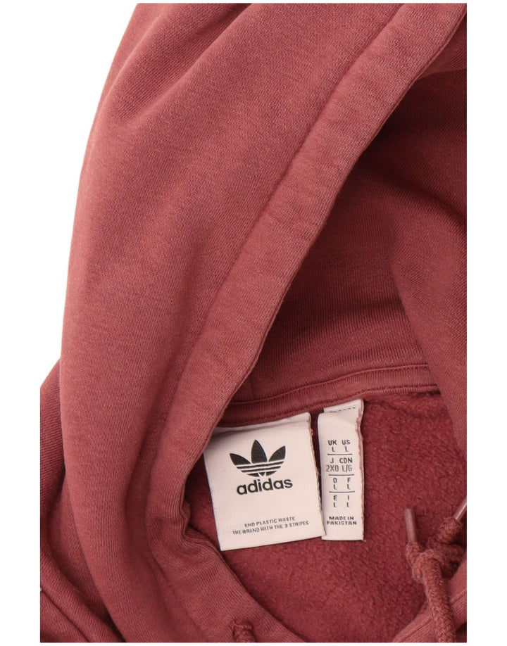 Adidas Mens Hoodie Jumper Large Maroon Cotton