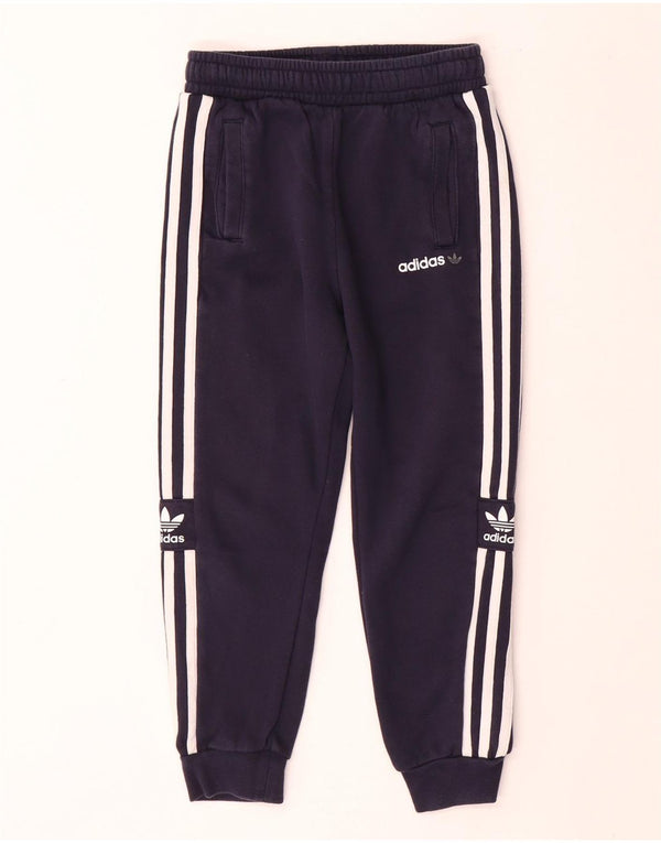 Adidas Boys Tracksuit Trousers Joggers 7-8 Years  Navy Blue Cotton