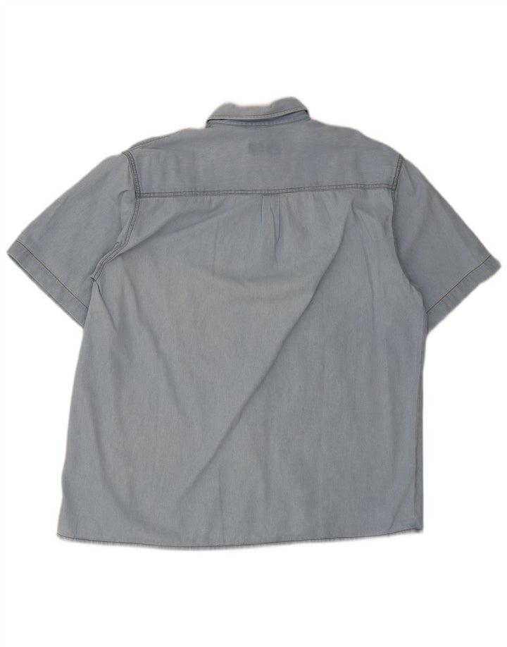 Duty Free Mens Short Sleeve Denim Shirt Large Blue Cotton