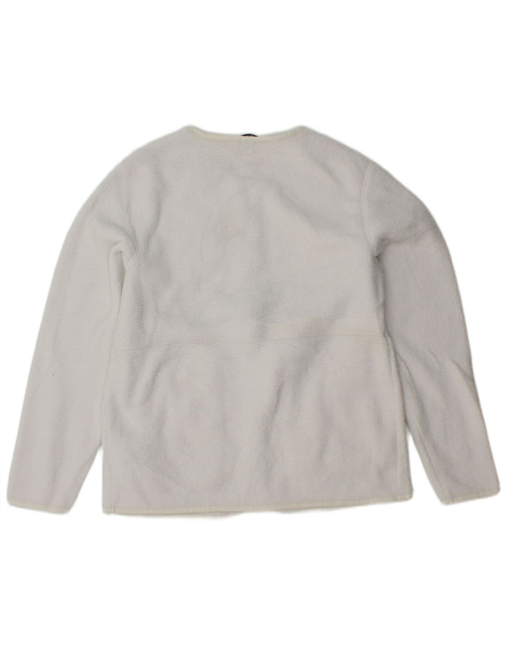 MARKS & SPENCER Womens Fleece Jacket UK 10 Small White Polyester
