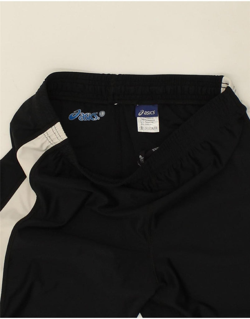 ASICS Womens Tracksuit Trousers UK 16 Large Black Colourblock Polyester | Vintage Asics | Thrift | Second-Hand Asics | Used Clothing | Messina Hembry 