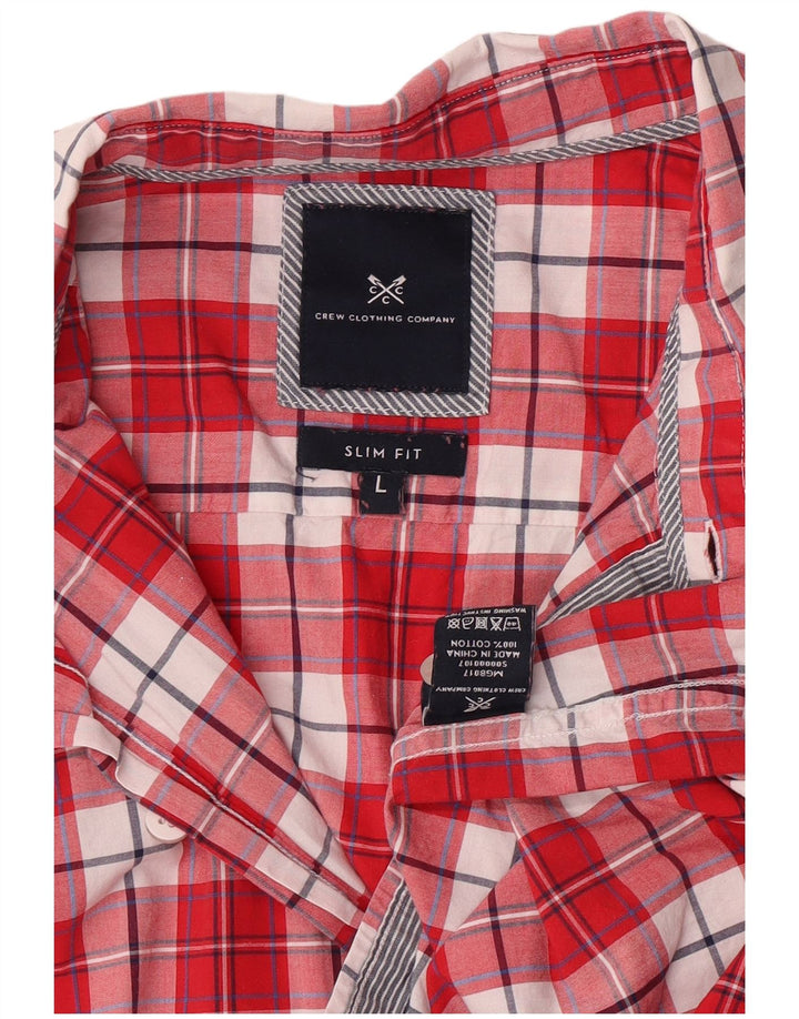 Crew Clothing Mens Slim Fit Shirt Large Red Check Cotton
