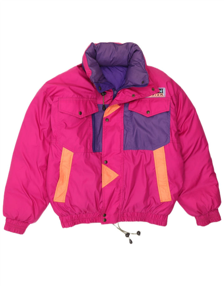 Norway Mens Hooded Reversible Ski Jacket UK 38 Medium Pink Colourblock