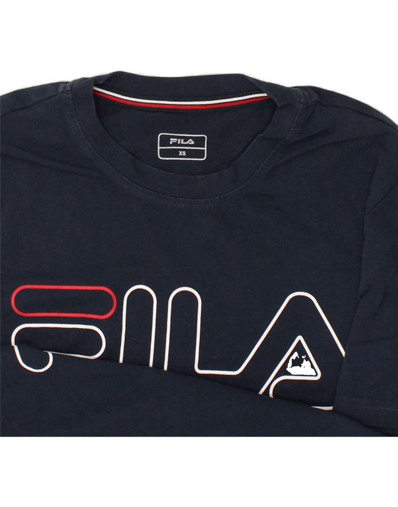 FILA Mens Graphic T-Shirt Top XS Navy Blue Cotton | Vintage Fila | Thrift | Second-Hand Fila | Used Clothing | Messina Hembry 