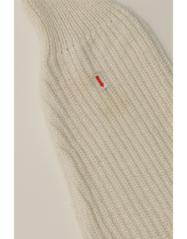 VINTAGE Mens V-Neck Jumper Sweater Medium White Polyamide Vintage Vintage and Second-Hand Vintage from Messina Hembry 