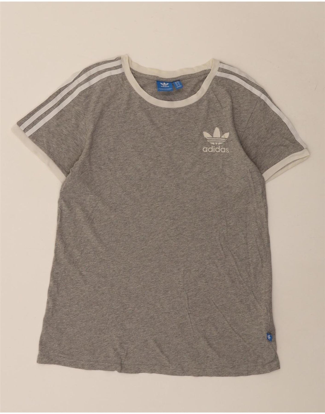 Adidas Womens Oversized T-Shirt Top UK 6 XS Grey Cotton