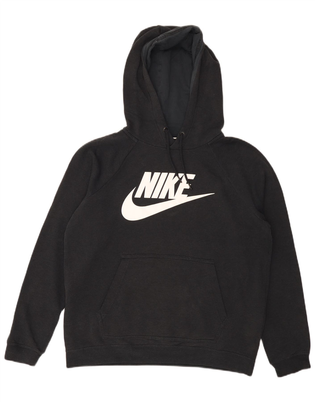 NIKE Mens Graphic Hoodie Jumper Medium Black Cotton