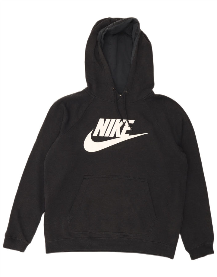 NIKE Mens Graphic Hoodie Jumper Medium Black Cotton
