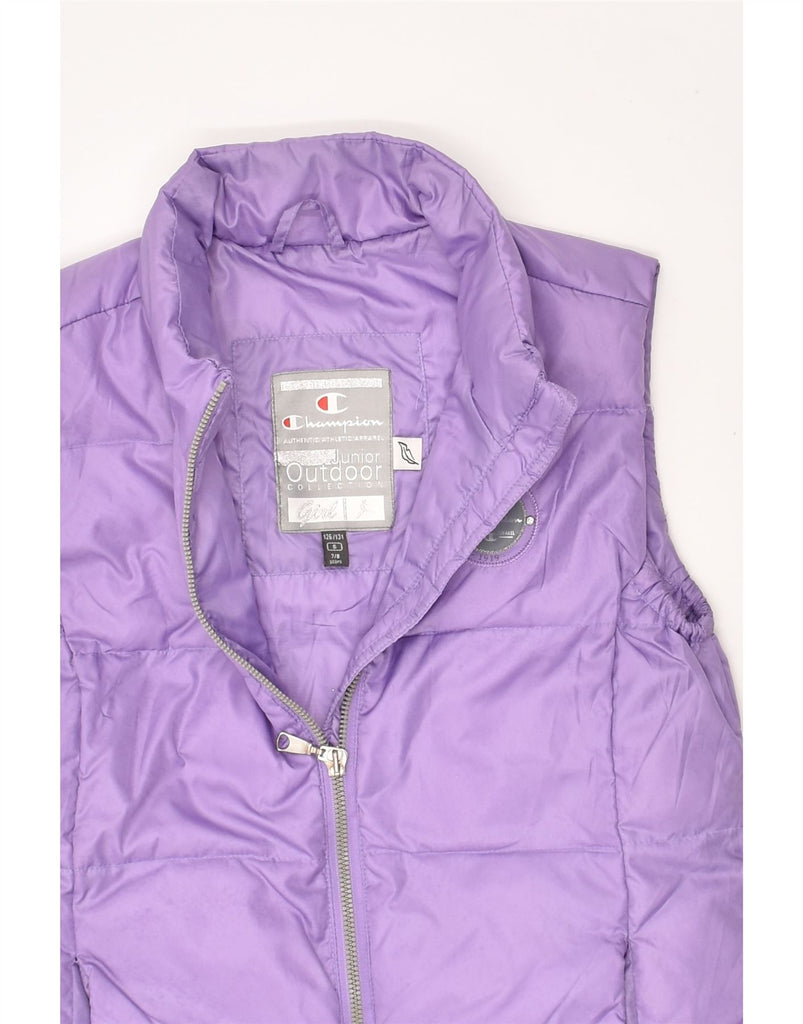 CHAMPION Girls Padded Gilet 7-8 Years Small Purple Polyester | Vintage Champion | Thrift | Second-Hand Champion | Used Clothing | Messina Hembry 