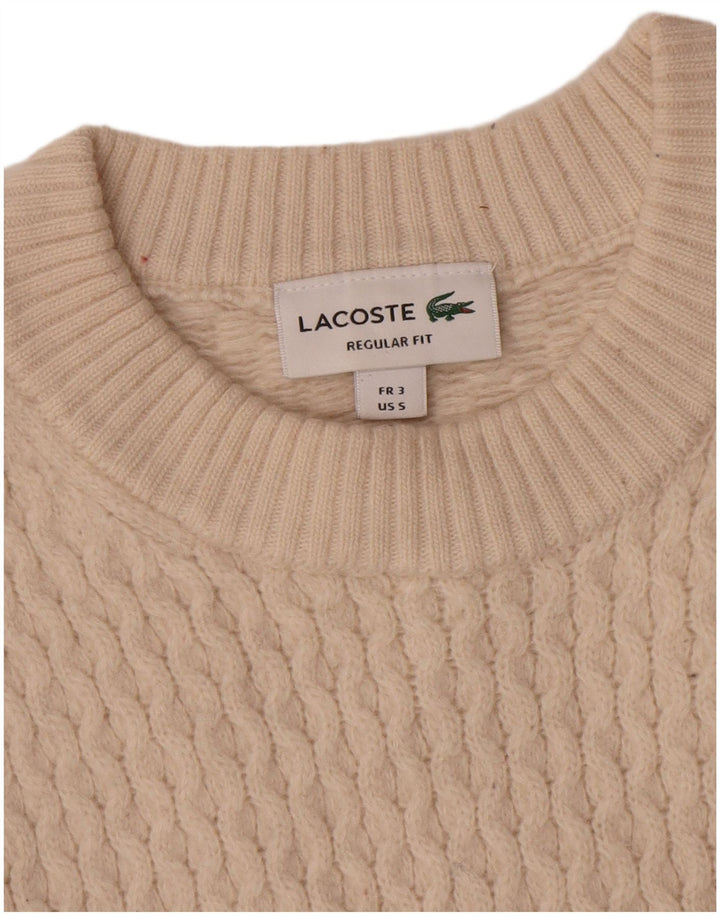 Lacoste Mens Regular Fit Crew Neck Jumper Sweater Size 3 Small Off White