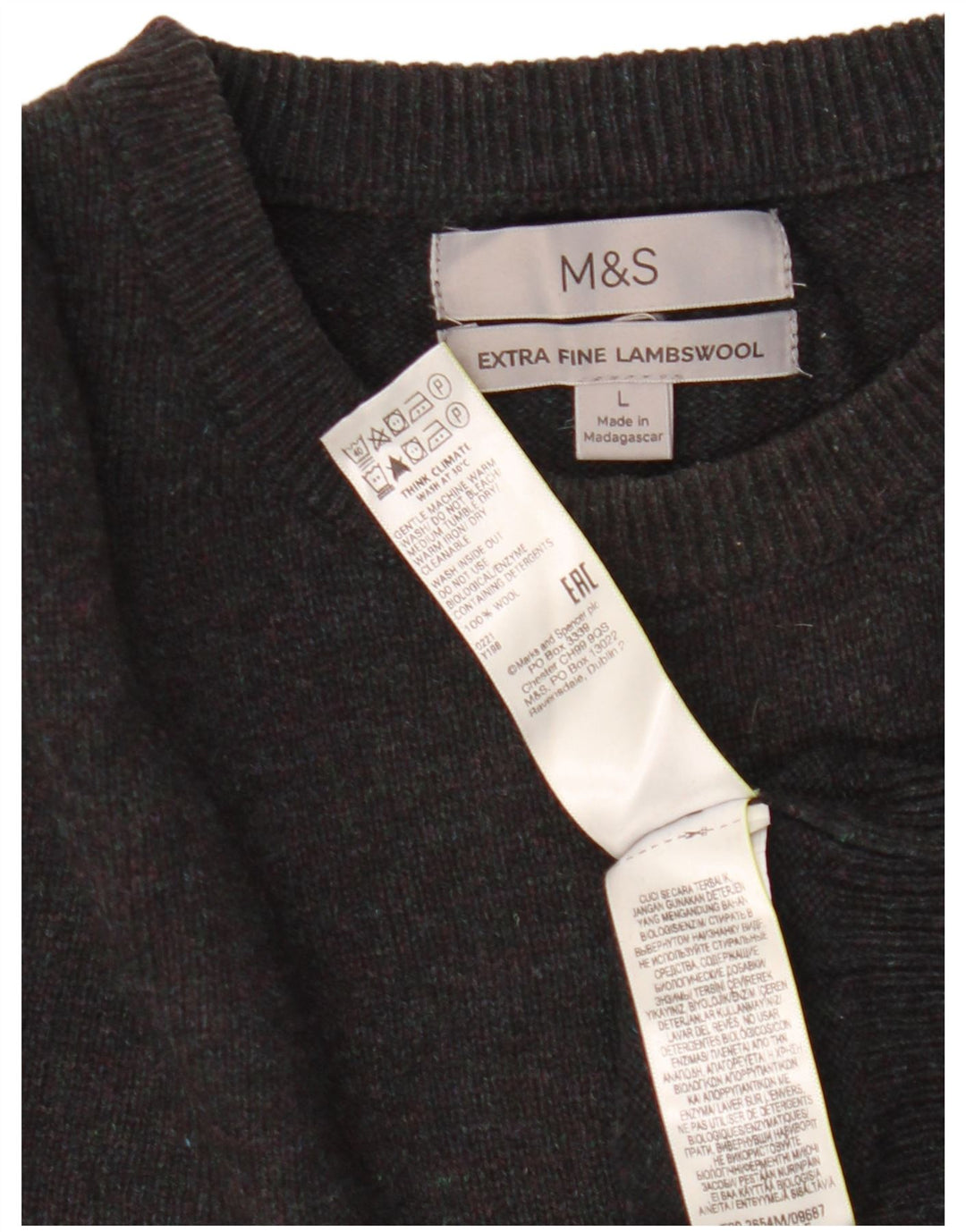 Marks & Spencer Mens Crew Neck Jumper Sweater Large Black Wool