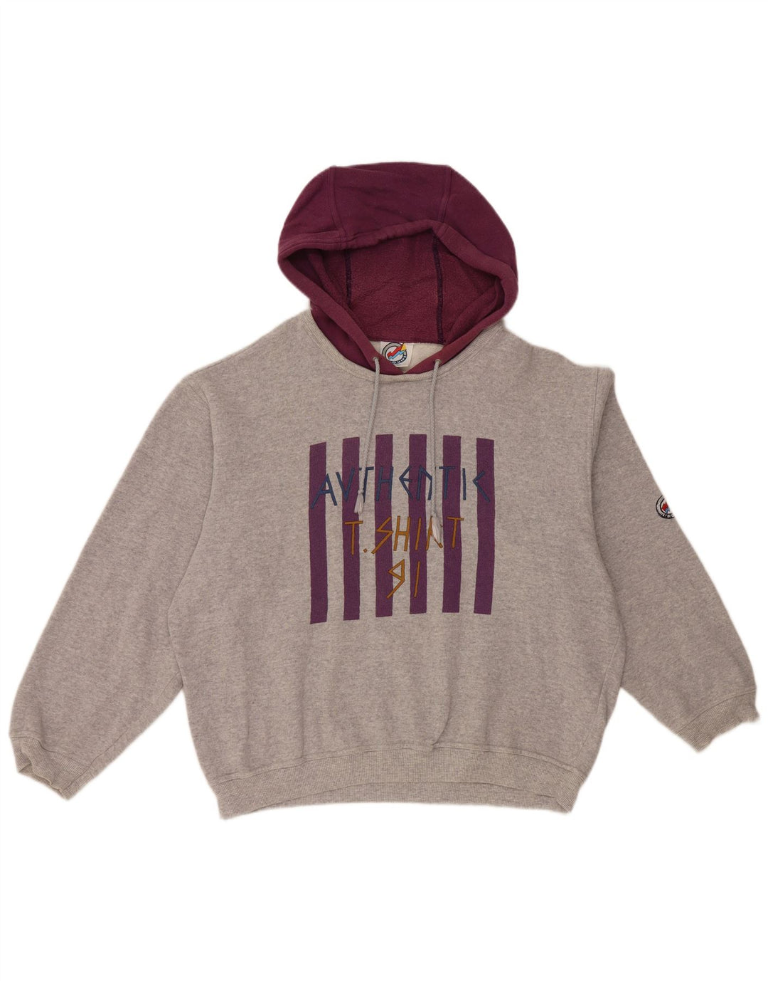 L'Equipe Womens Graphic Loose Fit Hoodie Jumper UK 20 2XL Grey Cotton