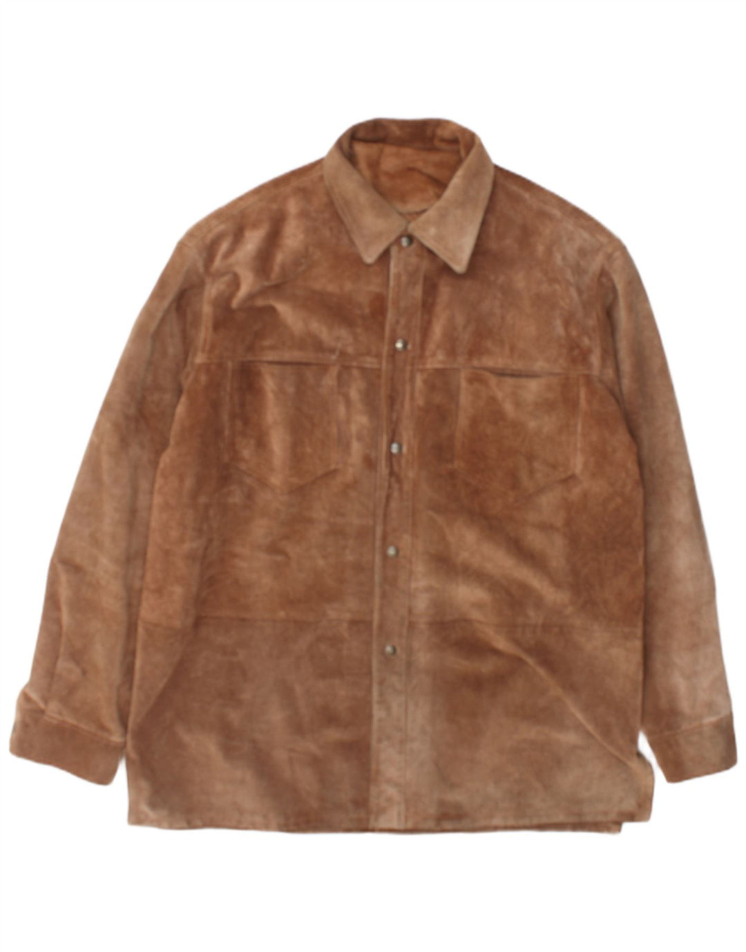 Vintage Mens Overshirt Suede Shirt IT 52 Large Brown Leather