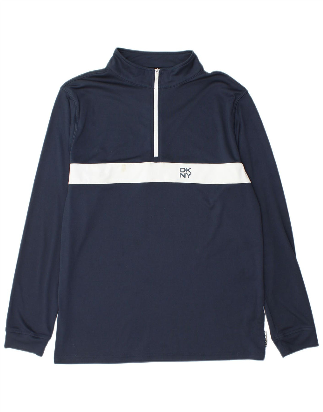 Dkny Mens Zip Neck Pullover Tracksuit Top Small Navy Blue Colourblock
