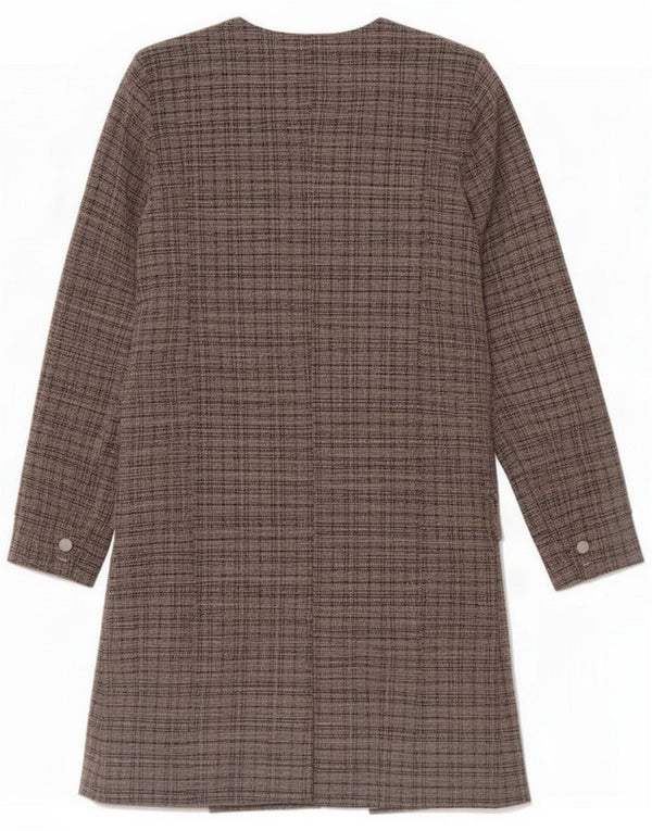 Vintage Womens Longline Open Blazer Jacket UK 14 Medium Grey Plaid