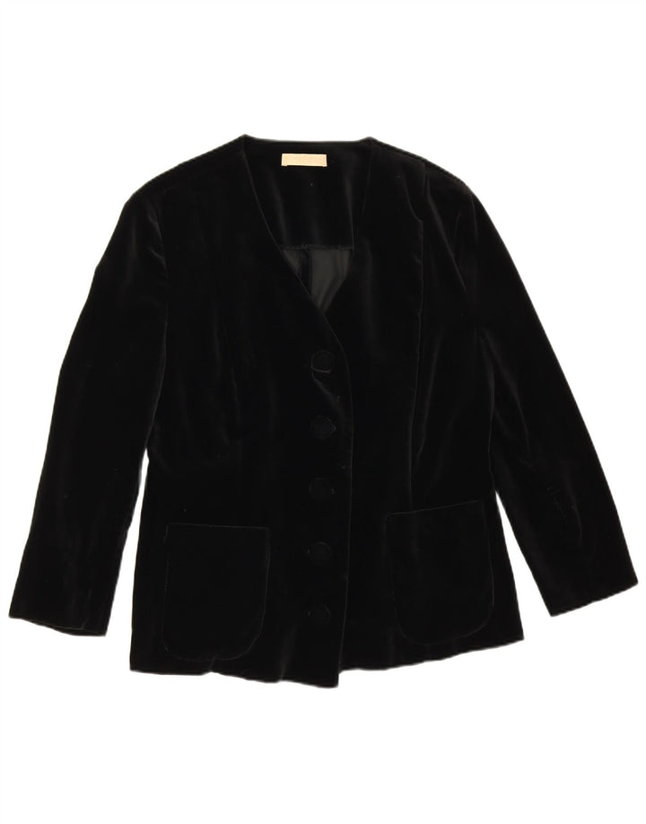 Vintage Womens 3/4 Sleeve 5 Button Blazer Jacket UK 14 Medium Black