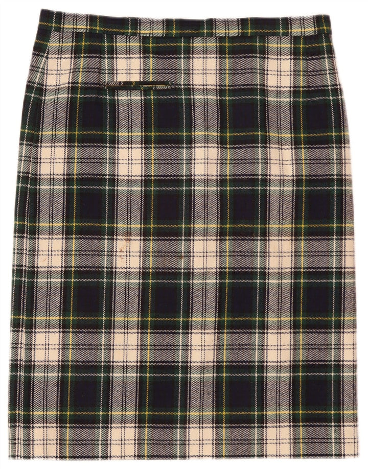 VINTAGE Womens Straight Skirt W36 XL Navy Blue Check