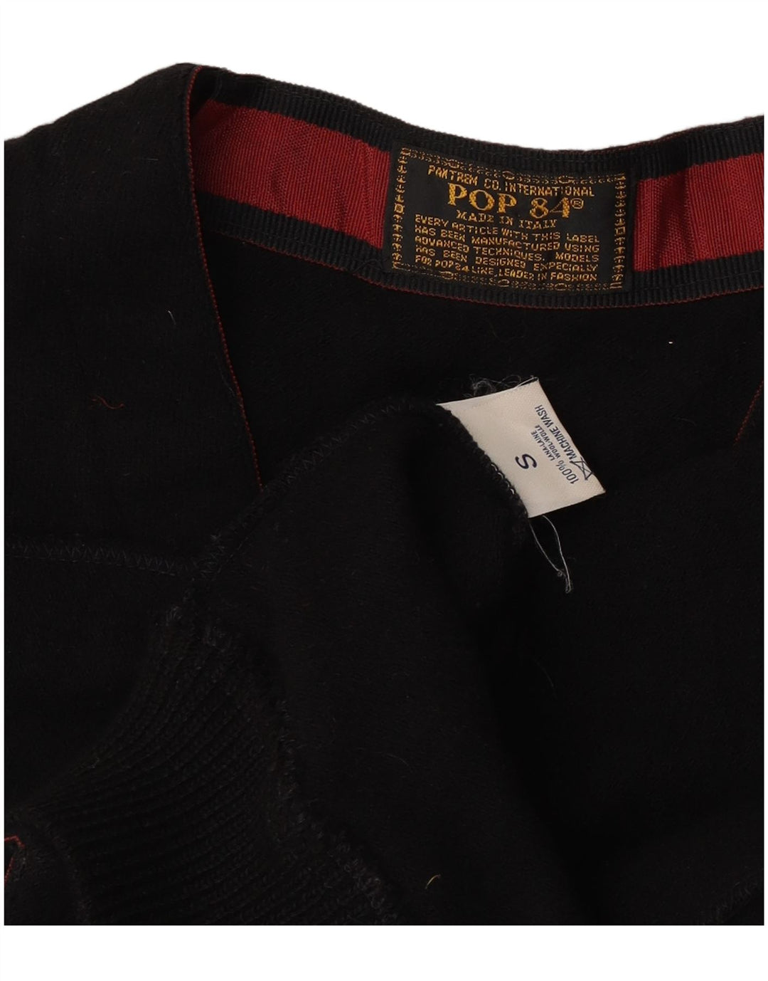 POP 84 Mens Sleeveless Cardigan Sweater Small Black Wool