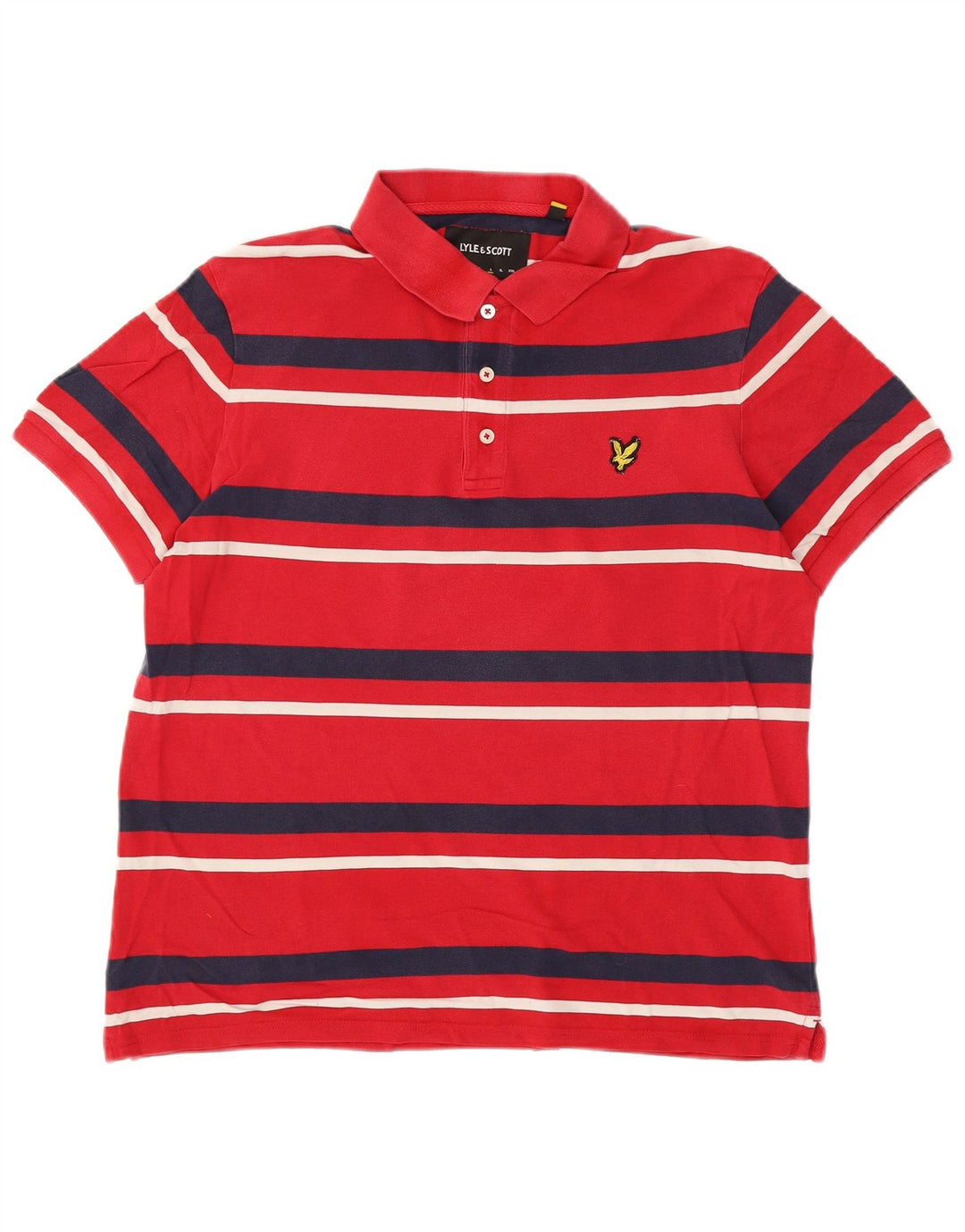 Lyle & Scott Mens Polo Shirt Large Red Striped Cotton