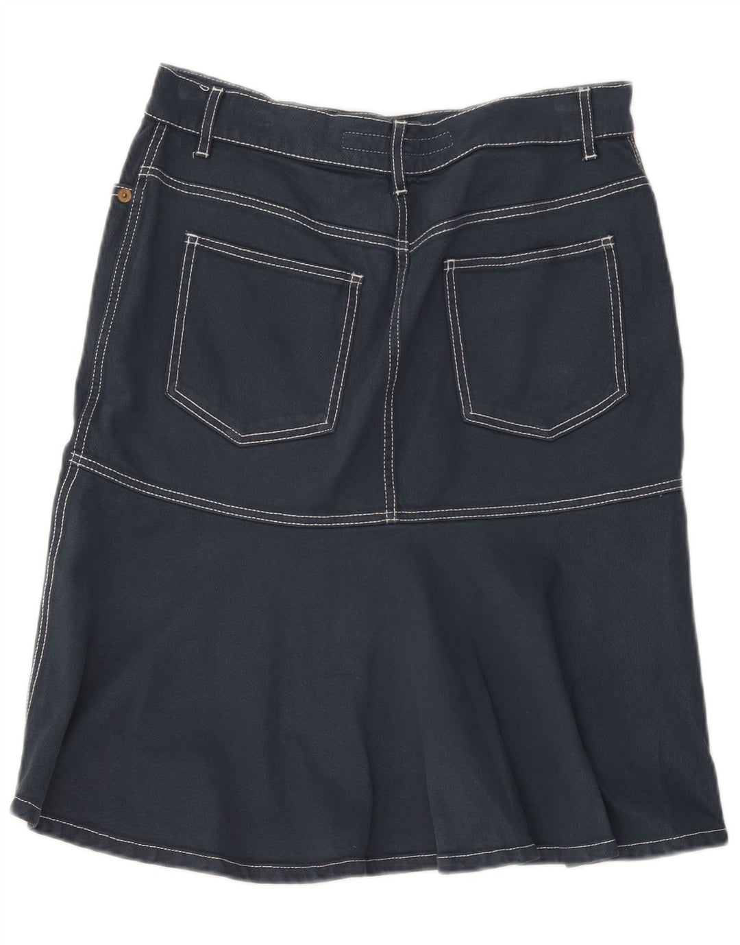 Escada Womens Denim A-Line Skirt IT 40 Small W32 Navy Blue Cotton