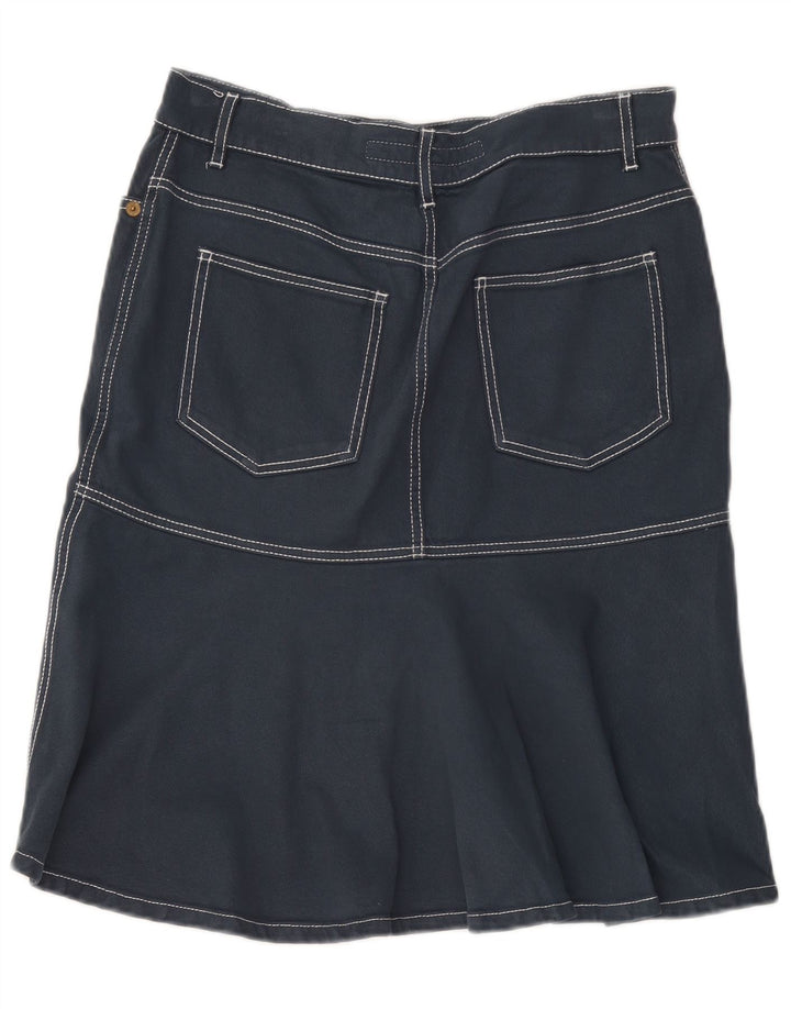 Escada Womens Denim A-Line Skirt IT 40 Small W32 Navy Blue Cotton