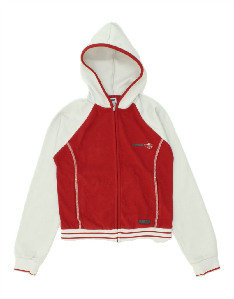 FILA Boys Zip Hoodie Sweater 5-6 Years XS  Red Colourblock Polyester | Vintage Fila | Thrift | Second-Hand Fila | Used Clothing | Messina Hembry 