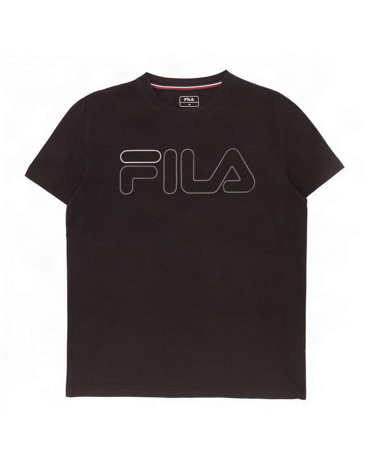Fila Mens Graphic T-Shirt Top Medium Black Cotton