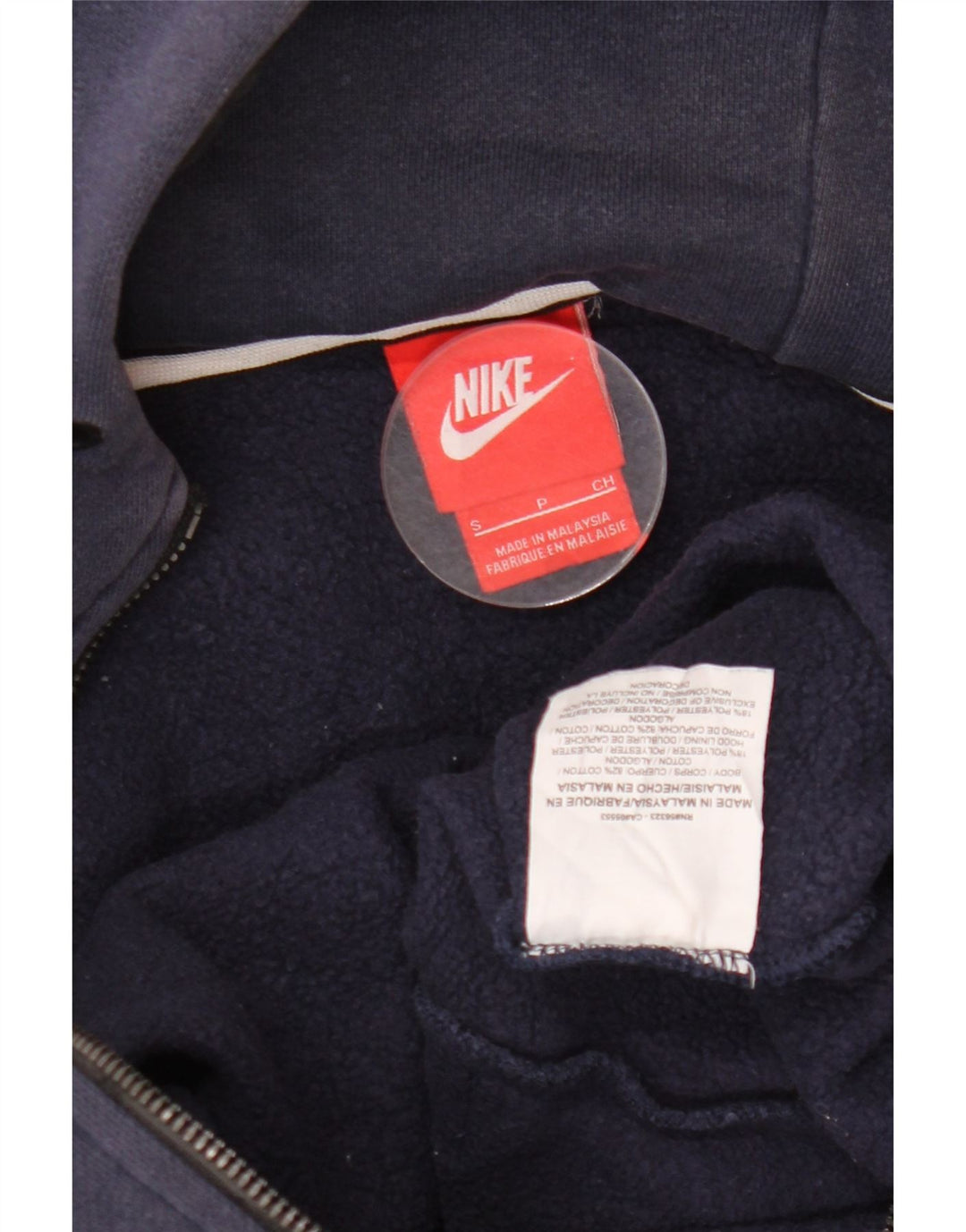 NIKE Womens Zip Hoodie Sweater UK 10 Small Navy Blue Cotton
