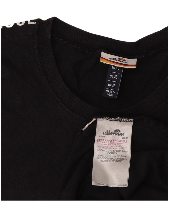 ELLESSE Mens Graphic T-Shirt Top XL Black Cotton
