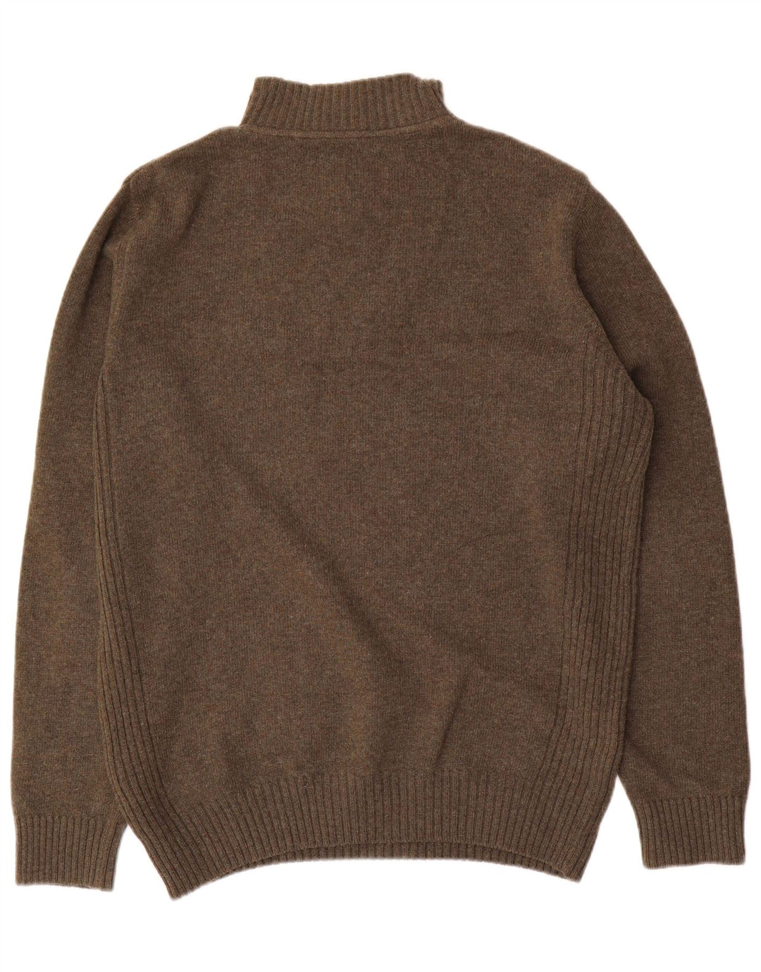 Barbour Mens Zip Neck Jumper Sweater Large Khaki Wool