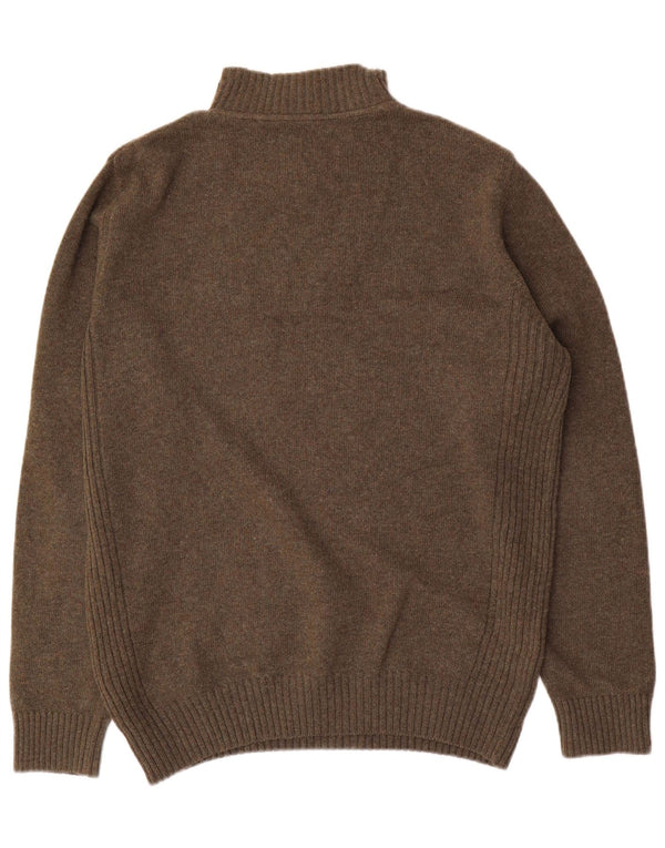 Barbour Mens Zip Neck Jumper Sweater Large Khaki Wool