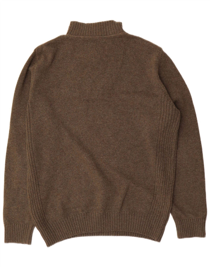 Barbour Mens Zip Neck Jumper Sweater Large Khaki Wool