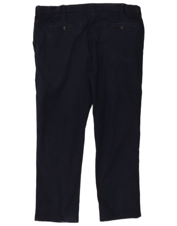 Marks & Spencer Mens Straight Chino Trousers W42 L31 Navy Blue Cotton