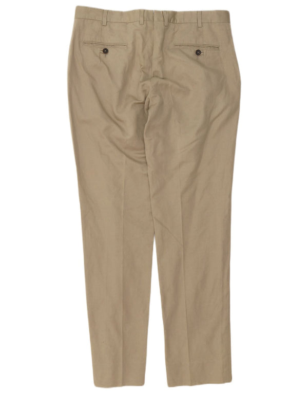 Massimo Dutti Mens Slim Chino Trousers EU 42 Large W34 L34 Beige Cotton