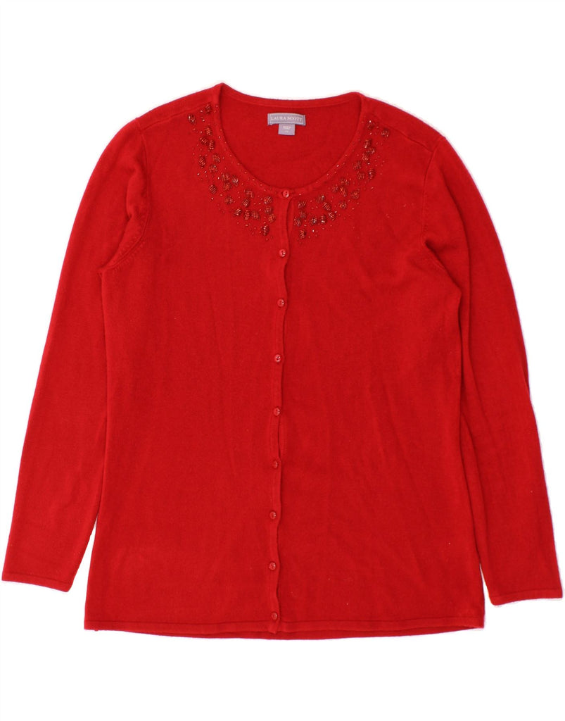 LAURA SCOTT Womens Cardigan Sweater UK 16 Large Red Acrylic Vintage Laura Scott and Second-Hand Laura Scott from Messina Hembry 