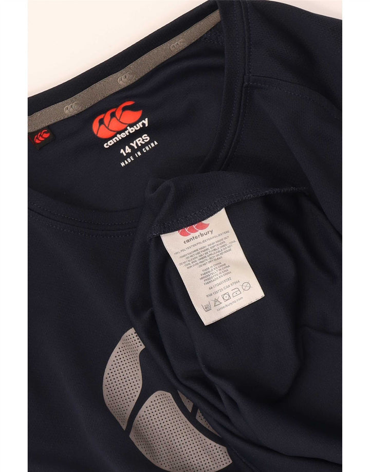 Canterbury Boys Graphic T-Shirt Top 13-14 Years Navy Blue Polyester