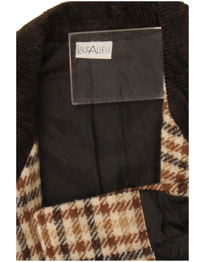 Vintage Womens 2 Button Blazer Jacket UK 14 Medium Beige Houndstooth