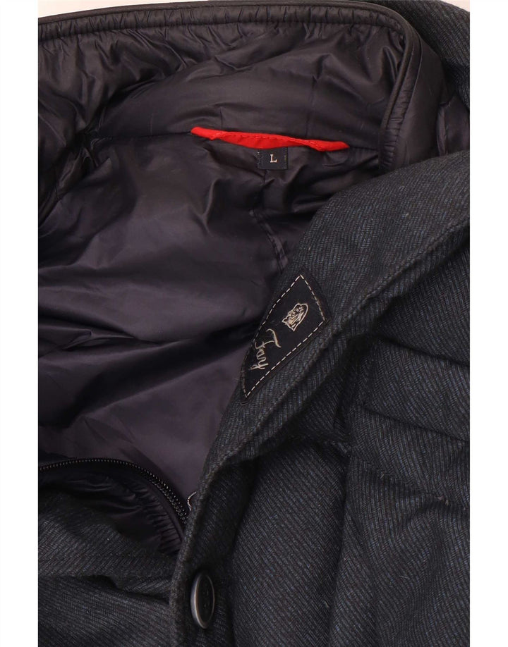 Fay Mens Hooded Padded Jacket UK 40 Large Navy Blue