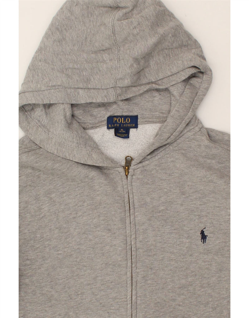 POLO RALPH LAUREN Boys Zip Hoodie Sweater 15-16 Years XL Grey Cotton | Vintage Polo Ralph Lauren | Thrift | Second-Hand Polo Ralph Lauren | Used Clothing | Messina Hembry 