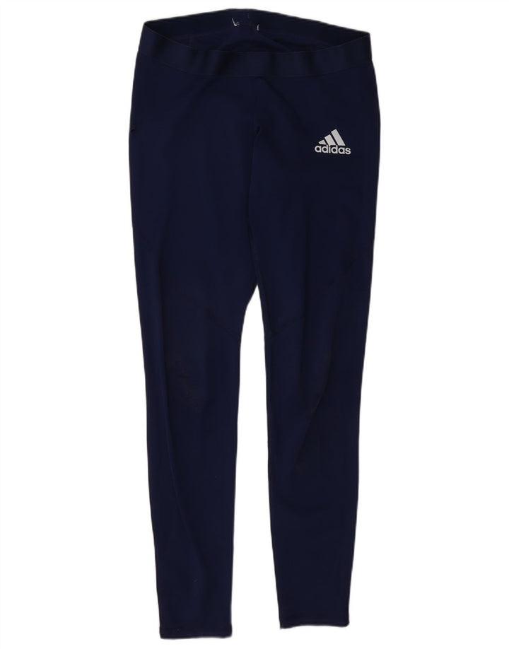 Adidas Womens Leggings UK 14 Medium Navy Blue