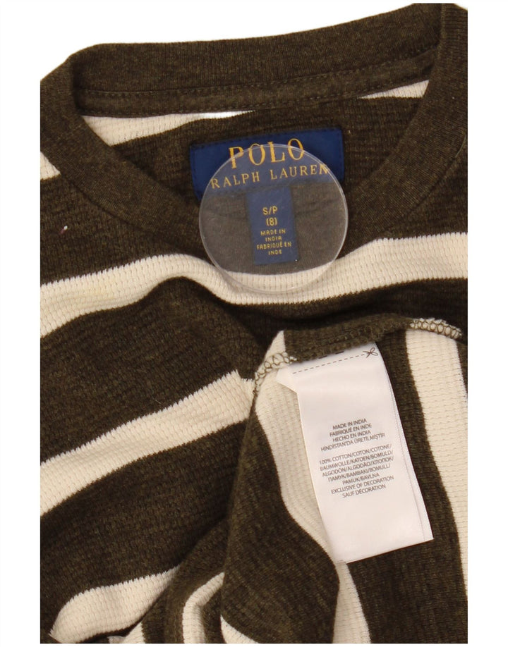 POLO RALPH LAUREN Boys Boat Neck Jumper Sweater 7-8 Years Small Khaki