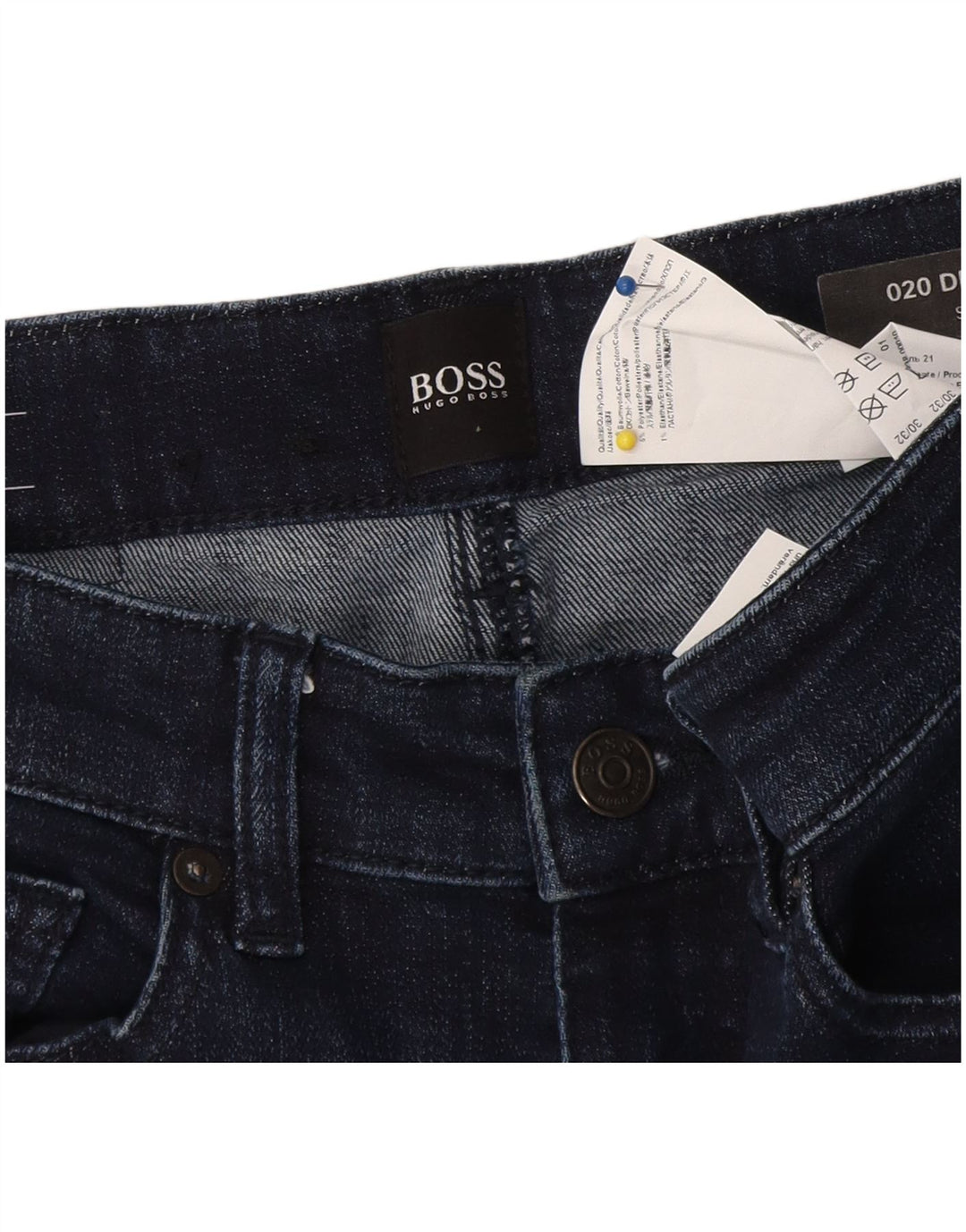 Hugo Boss Mens Stretch Slim Jeans W30 L32 Navy Blue Cotton