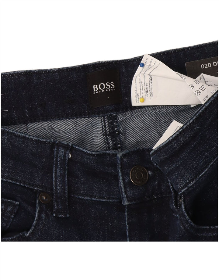 Hugo Boss Mens Stretch Slim Jeans W30 L32 Navy Blue Cotton