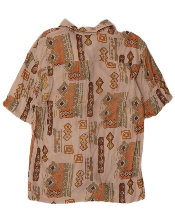 Pull & Bear Mens Short Sleeve Shirt XS Beige Geometric