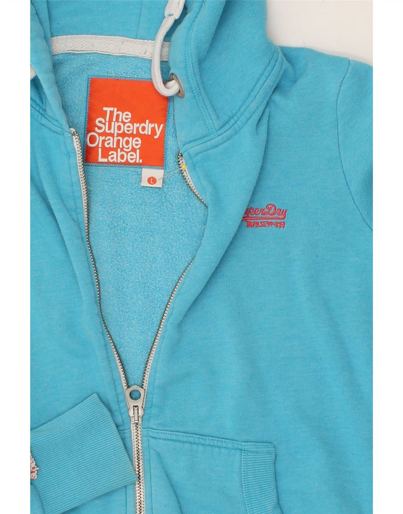 SUPERDRY Womens Zip Hoodie Sweater UK 14 Large Blue Cotton | Vintage Superdry | Thrift | Second-Hand Superdry | Used Clothing | Messina Hembry 