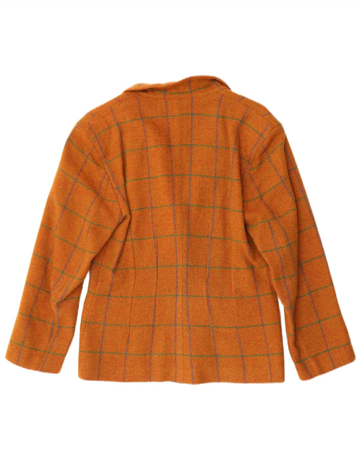 Penny Black Womens 2 Button Blazer Jacket UK 14 Medium Orange Check Wool