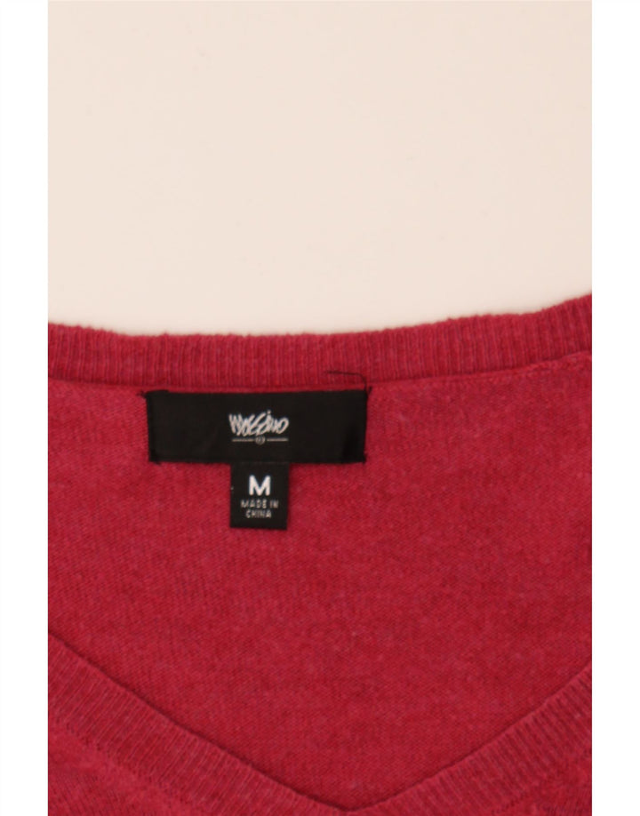 MOSSIMO Womens V-Neck Jumper Sweater UK 12 Medium Pink Nylon Vintage Mossimo and Second-Hand Mossimo from Messina Hembry 